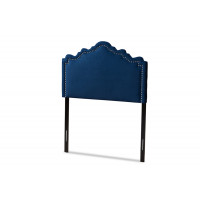 Baxton Studio BBT6622-Navy Blue-HB-Twin Nadeen Modern and Contemporary Royal Blue Velvet Fabric Upholstered Twin Size Headboard